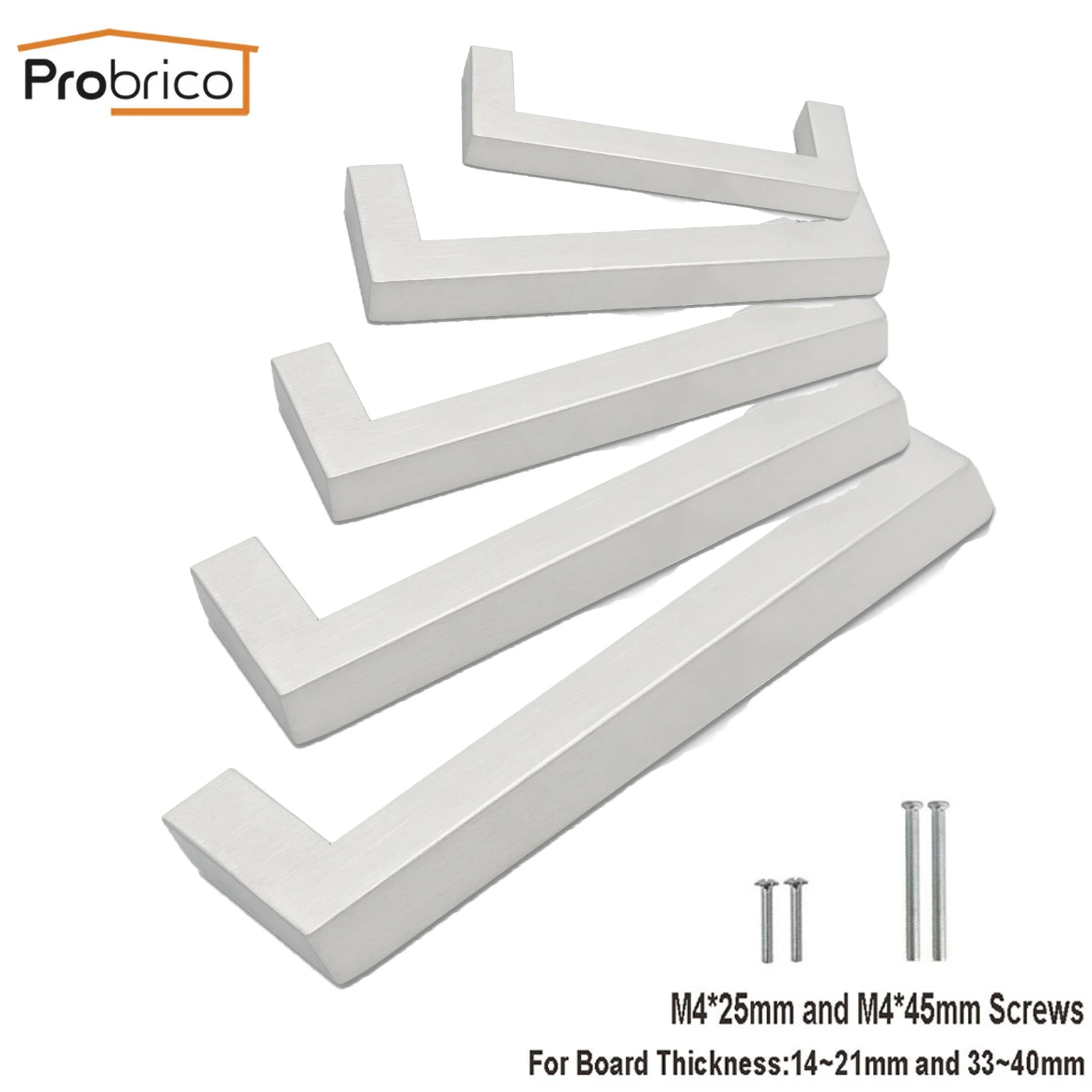 

Probrico Square cabinet handles and knobs 10*10 12*12 10*20mm Stainless Steel Brushed Kitchen Door Handle Furniture Pulls Knobs