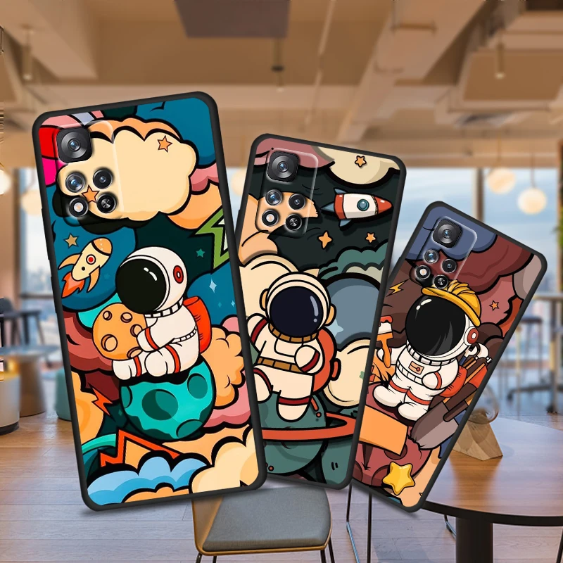 

Star Astronaut C Cute for Xiaomi Redmi Note 11 10 11T 10S 9 9S 8 7 5G 4G Soft Black Phone Case Fundas Coque Capa Cover