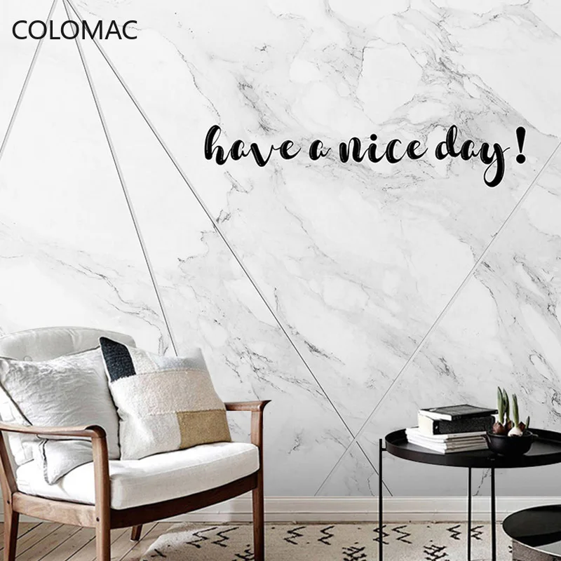 

Colomac Custom Simple Imitation Marble Nordic Geometric Line Wallpaper Clothing Store Background Mural Wall Decor Dropshipping