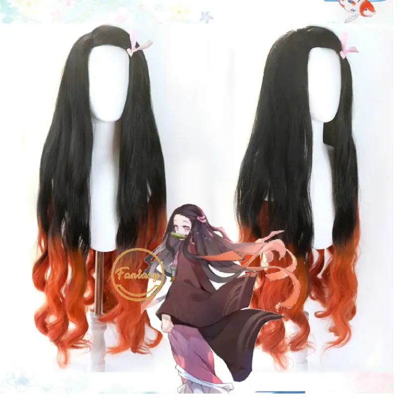 Nezuko камадо демон убийца: Kimetsu без Yaiba парик длинные синтетический термостойкий