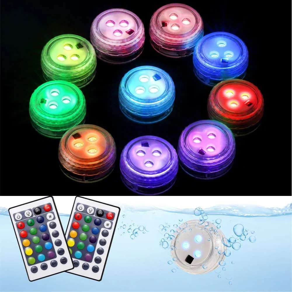 

RGB Submersible LED Lights With battery IP68 Waterproof Underwater Lights Pool Pond Lights for Inground Aquarium Fountain Vase