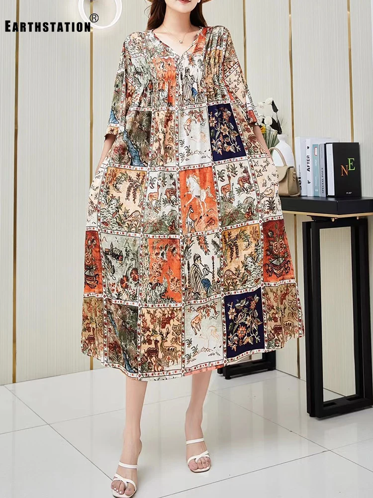 

В стиле ретро, многоцветные детские штаны с геометрическим принтом с v-образным вырезом и рисунками в виде пуловер свободного кроя оверсайз ...