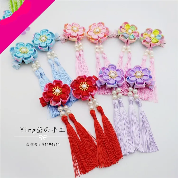 

Аксессуары для волос в японском стиле Детский костюм в китайском стиле ханьфу куртка юбка с боковым зажимом кисточка цветок фея волос