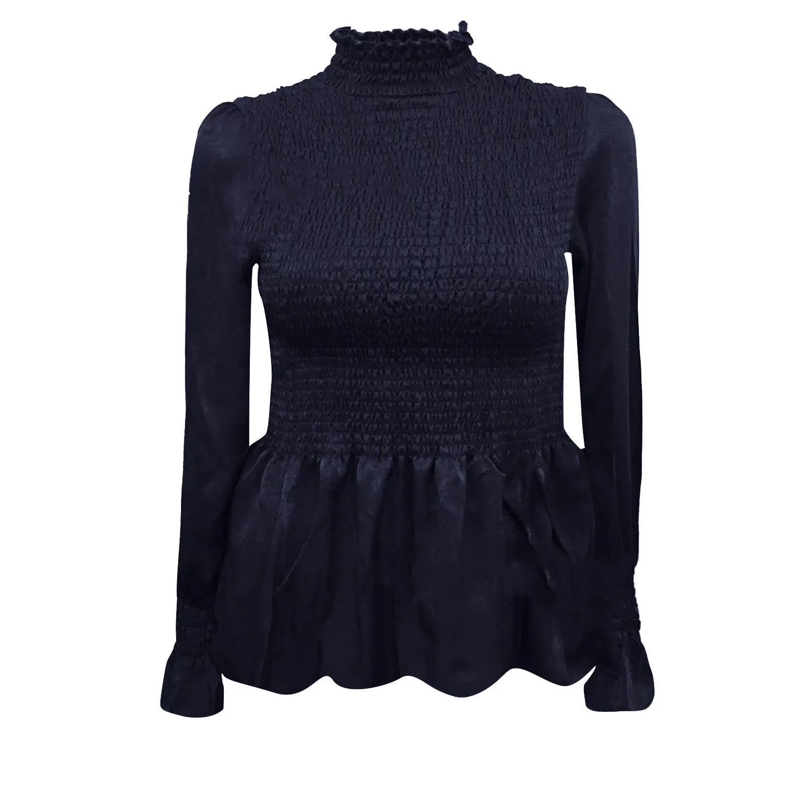 

Fashion Ruffles Tunic Blouse Shirt Sexy Turtleneck Tops Tee Casual Autumn Winter Ladies Female Women Long Sleeve Blusas Pullover