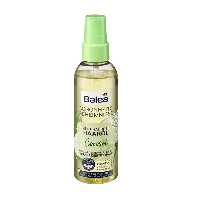 

Germany Balea Beauty Secrets Coconut Oil Rich Hair Oil Conditioner Spray 100ml NO Silicone Parabens Nourishing Care Damaged Hair