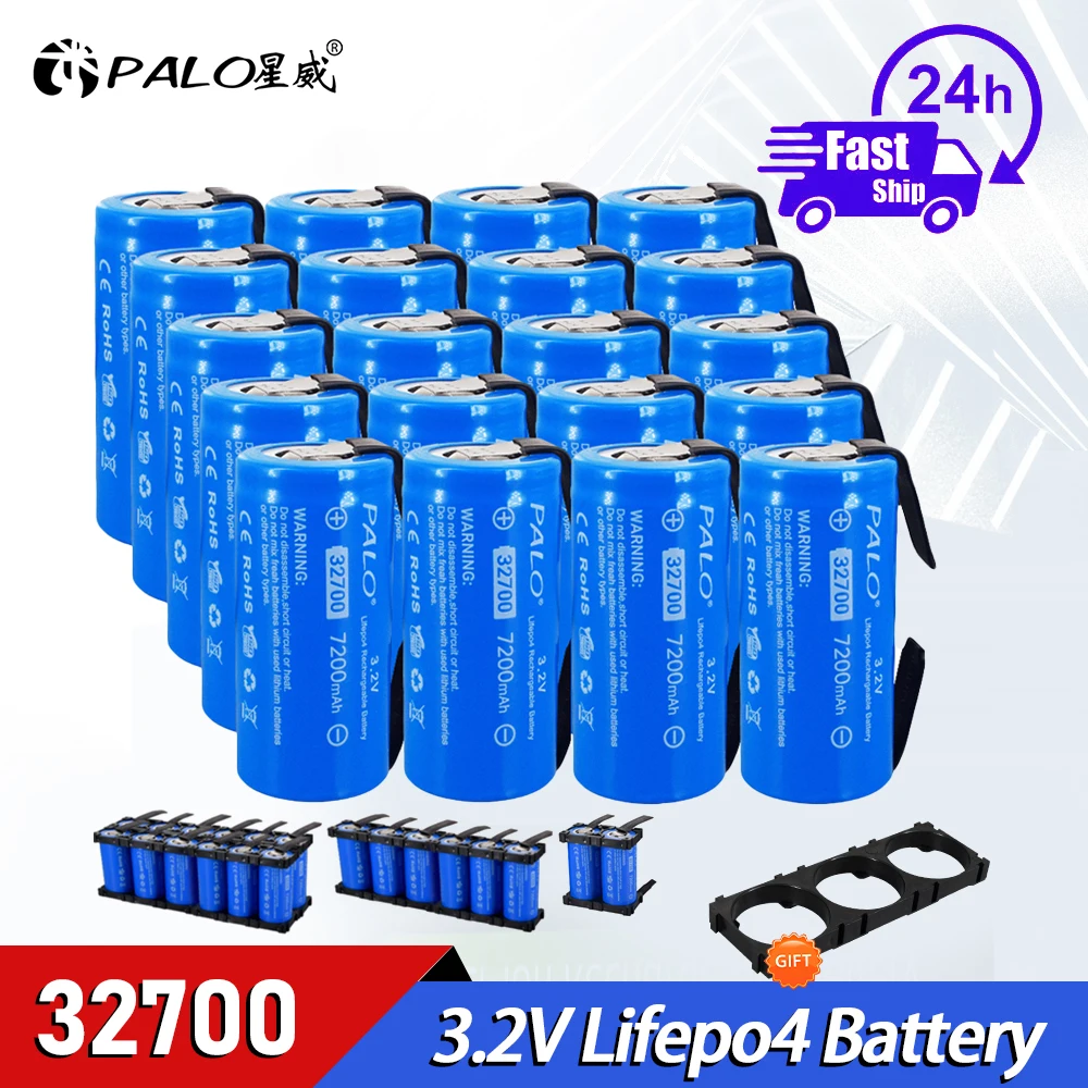 PALO 3,2 V 32700 7200mAh LiFePO4 Batterie 35A Kontinuierliche Entladung Maximale 55A High power batterie + DIY Nickel blätter