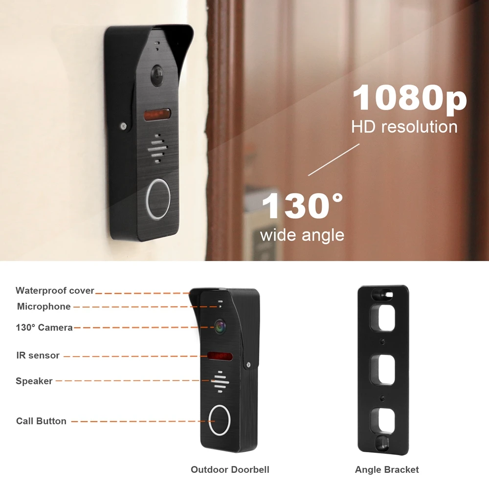 Умный IP-видеодомофон TUYA беспроводная связь с Wi-Fi 1080P сенсорный экран запись