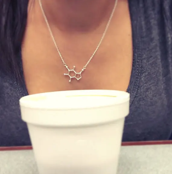 Кофеин ожерелье с молекулами химическая структура химии кулон Любителя кофе