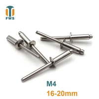 10 pcs m4 16 20mm din en iso 15983 gb t 12618 4 stainless steel open end blind rivets pop rivets with protruding head