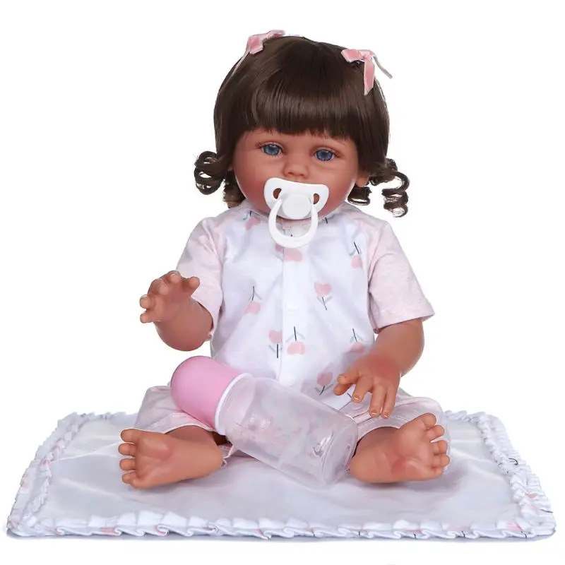 

Реалистичная кукла 47 см, полная мягкая виниловая кукла для малышей, Реалистичная девушка, сопровождающая конфетами, подарки на день рождени...