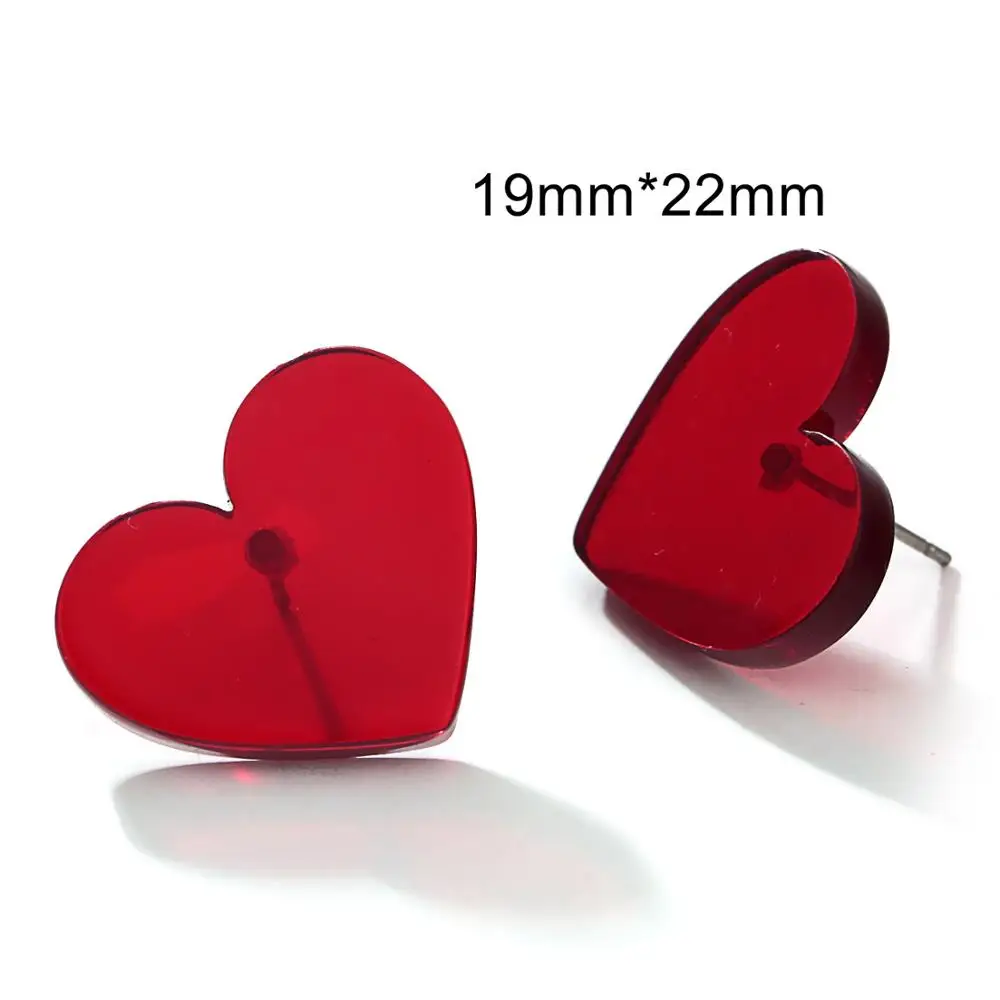 Винтажные маленькие серьги-гвоздики в форме сердца и Луны разноцветные