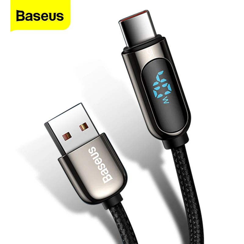 

Baseus LED Display USB Type C Cable For Xiaomi 10 Huawei Samsung 5A Fast Charging Charger USBC USB-C Data Cable Type-C Wire Cord
