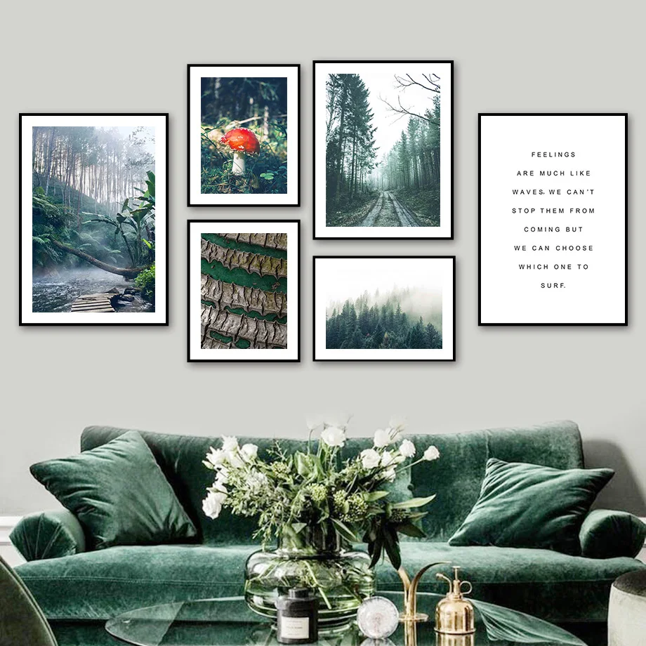 

Forest Path Mushroom Lnspirational Quotes Wall Art Canvas Painting Nordic Posters And Prints Wall Pictures For Living Room Decor