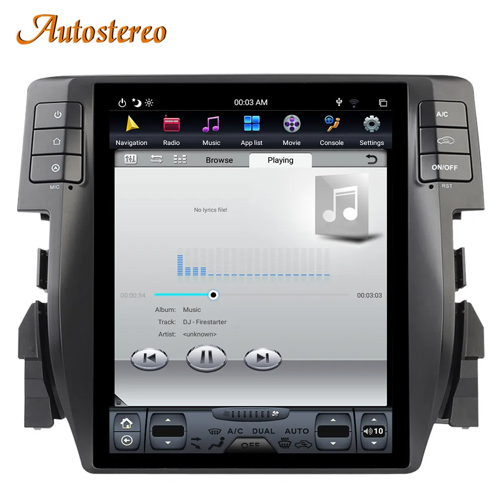 

For Honda Civic 2016-2019 Android 9 64G Tesla Style Screen Auto Stereo Multimedia Player Radio Tape Recorder Car GPS Navigation