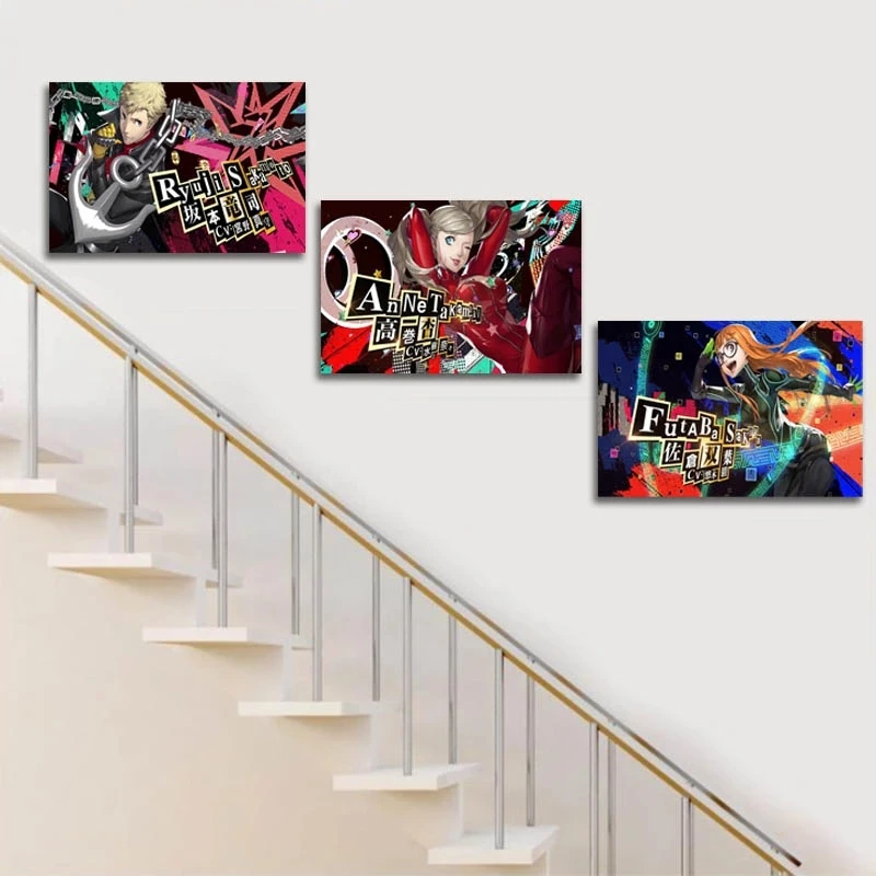 Картина на холсте Persona 5 Royale Постер с аниме персонажами современное настенное