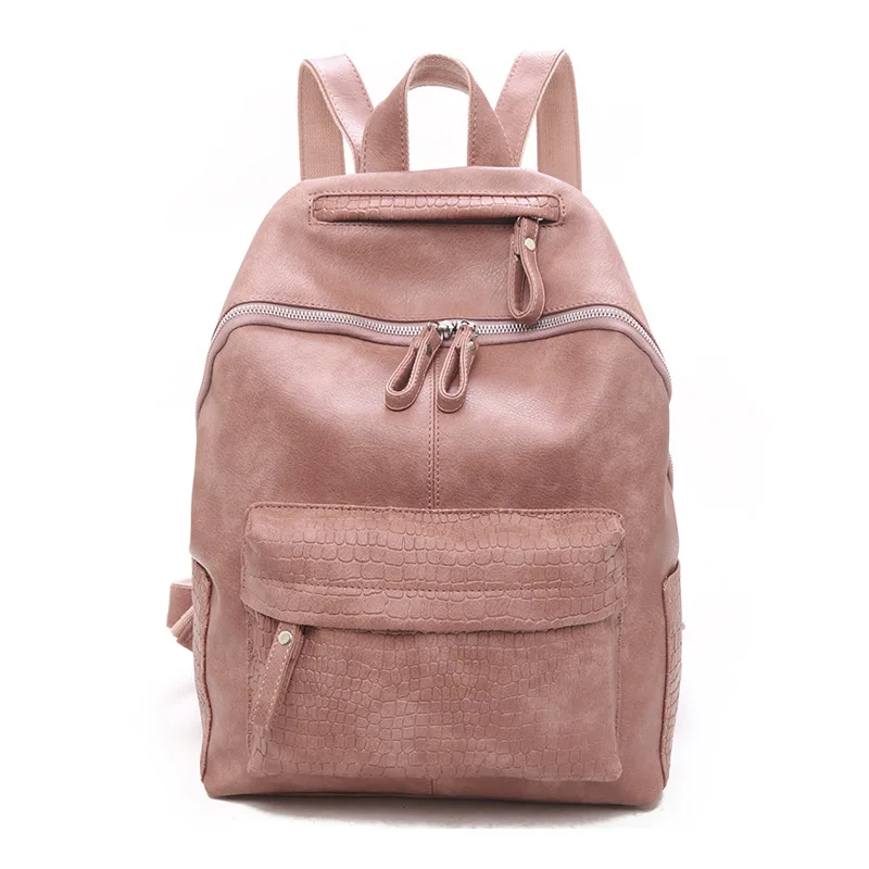 

PU Women Backpacks Leather Ladies School Bags Solid Color Teenage Girls Student Schoolbag Fashion Female Bags Ms Travel Backpack