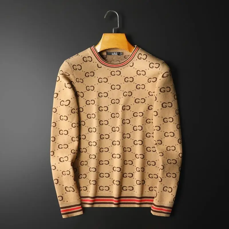 

European station light luxury fashion brand Pullover men's autumn and winter slim casual warm bottomed sweater men's