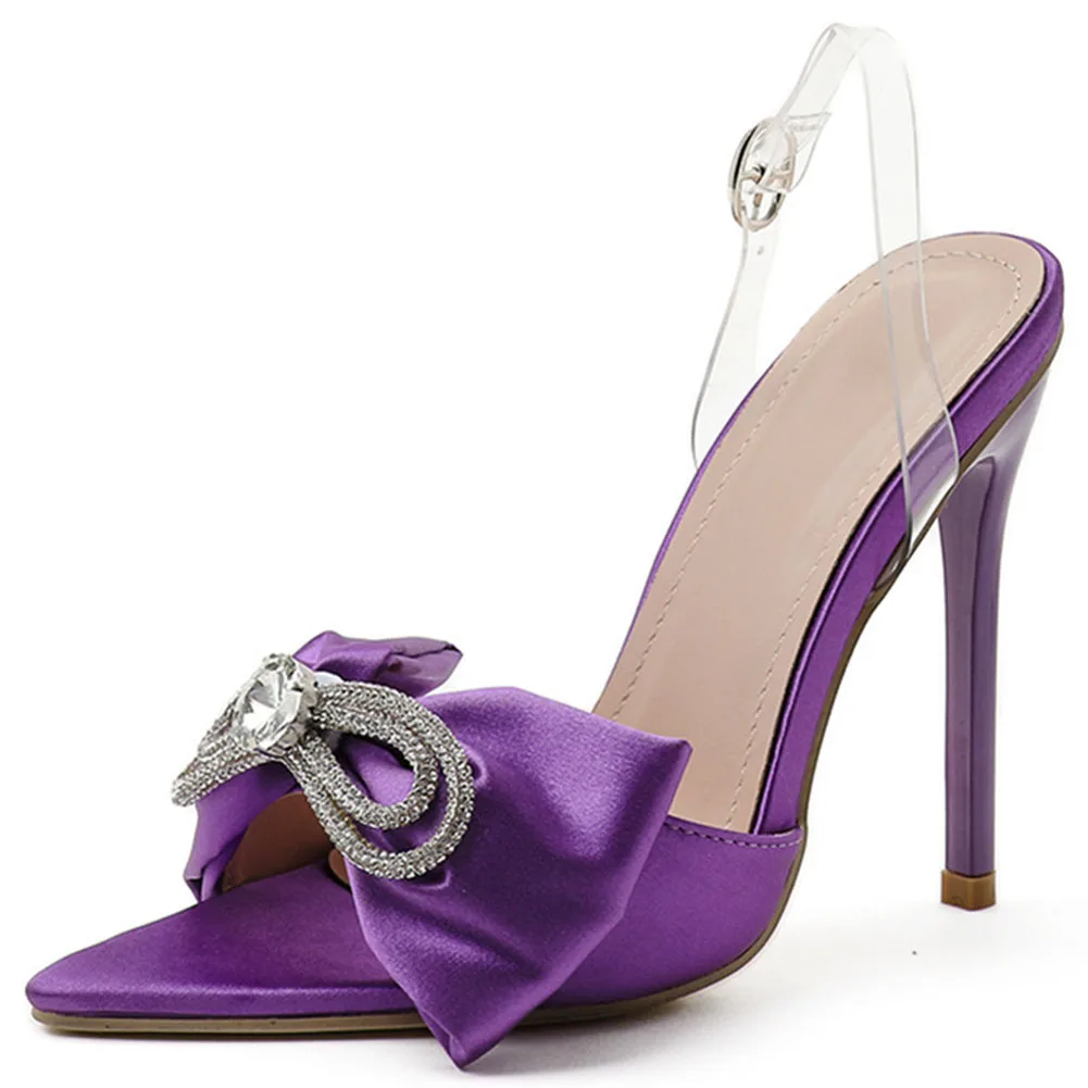 

Lapolaka Elegant Thin High Heels Summer Shoes For Women Sexy Bow Tie Pointed Sole Party Wedding Slingback Sandals