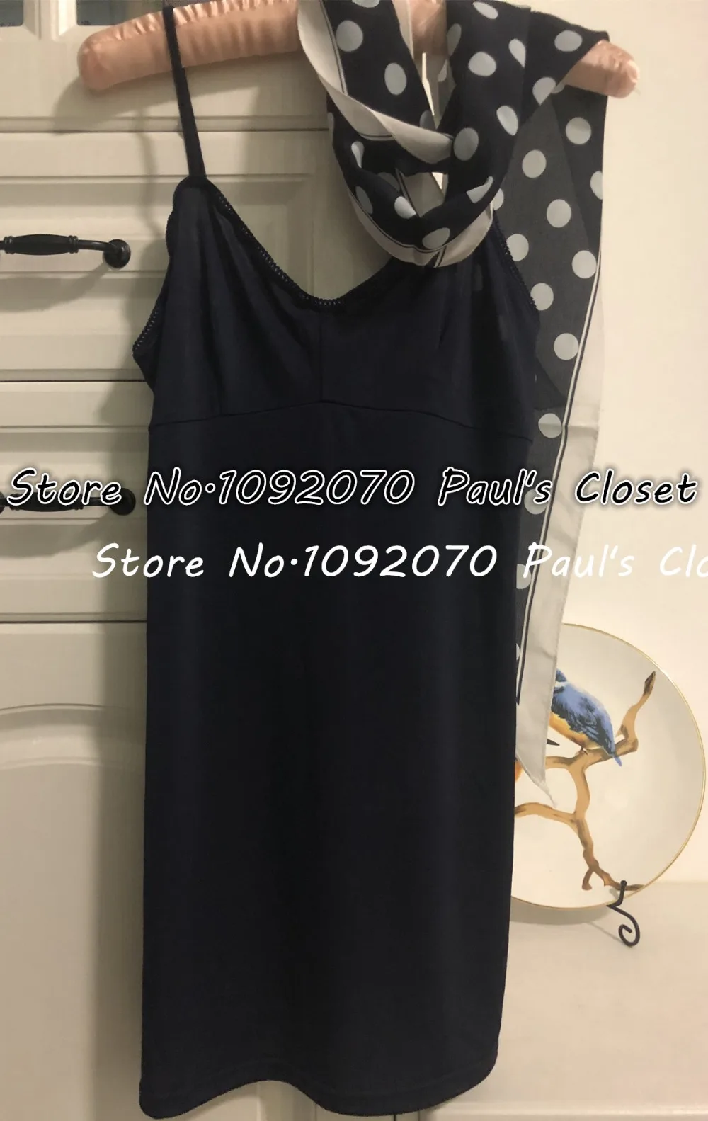 Women High collar Midnignt Dot Spot Print Silk Mini Dress