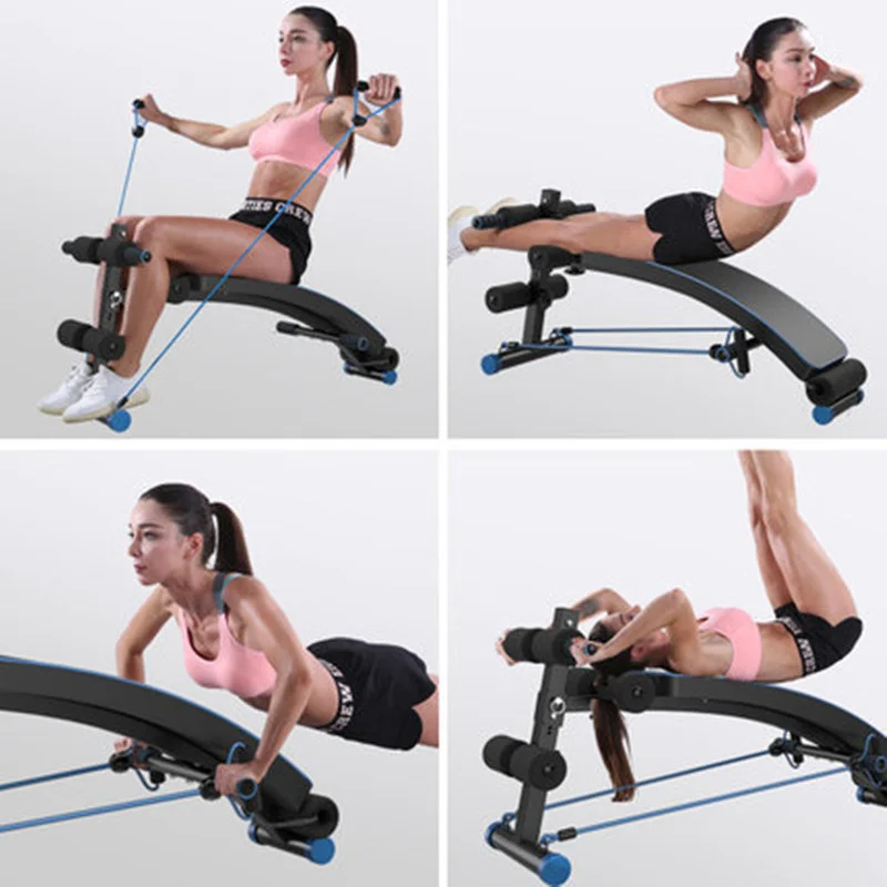 

Multifunction Sit-up Bench With Headrest Pulling Rope Exerciser Trainer Steel Frame Ab Abdominal Fitness Bench Indoor Equipment