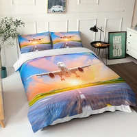 3d print duvet cover flying airplane pattern double bedspread with pillowcases fabic bedroom decor home textiles