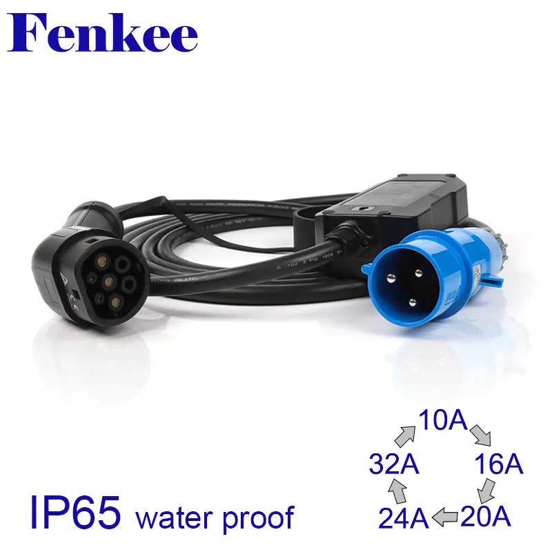 Зарядное устройство для электромобиля тип 2 32 А портативного вилка CEE 220 240 В