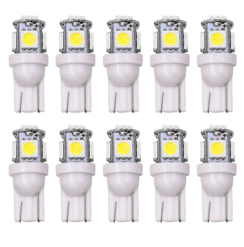 10 шт. T10 W5W светодиодный светильник 5050 5 SMD 194 168 клиновидный внутренний индикатор бокового зазора для чтения задний фонарь Аксессуары для стайлинга автомобилей