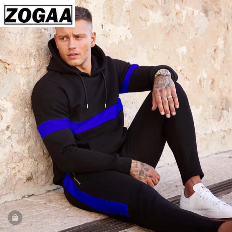 

ZOGAA Фирменная Новинка спортивный костюм Для мужчин противоусадочный комплекты для бегунов из дышащего материала для тренировок комплект Д...