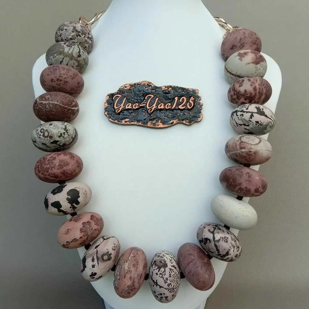 25 'ཏx30 мм Rondelle матовое бледное изображение яшма ожерелье|Цепочки| |