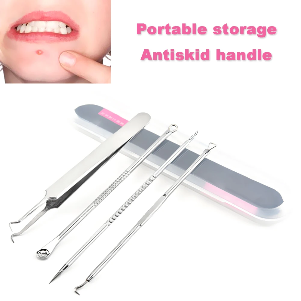 4pcs Set Black Dot Pimple Blackhead Remover Tool Needles For Squeezing Acne Tools Face Cleaning Comedone Extractor Pore Clean