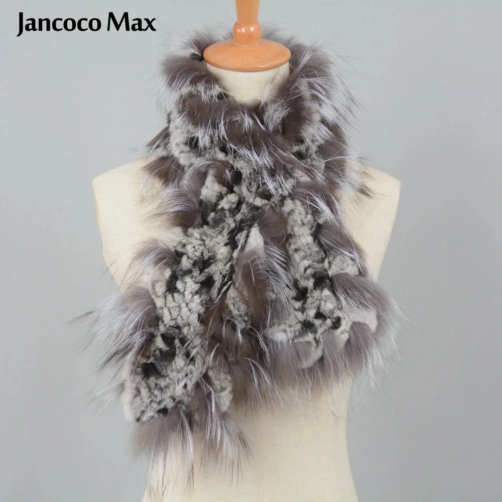 Jancoco Max Новое поступление натуральный мех кролика Рекс и натуральным лисьим мехом