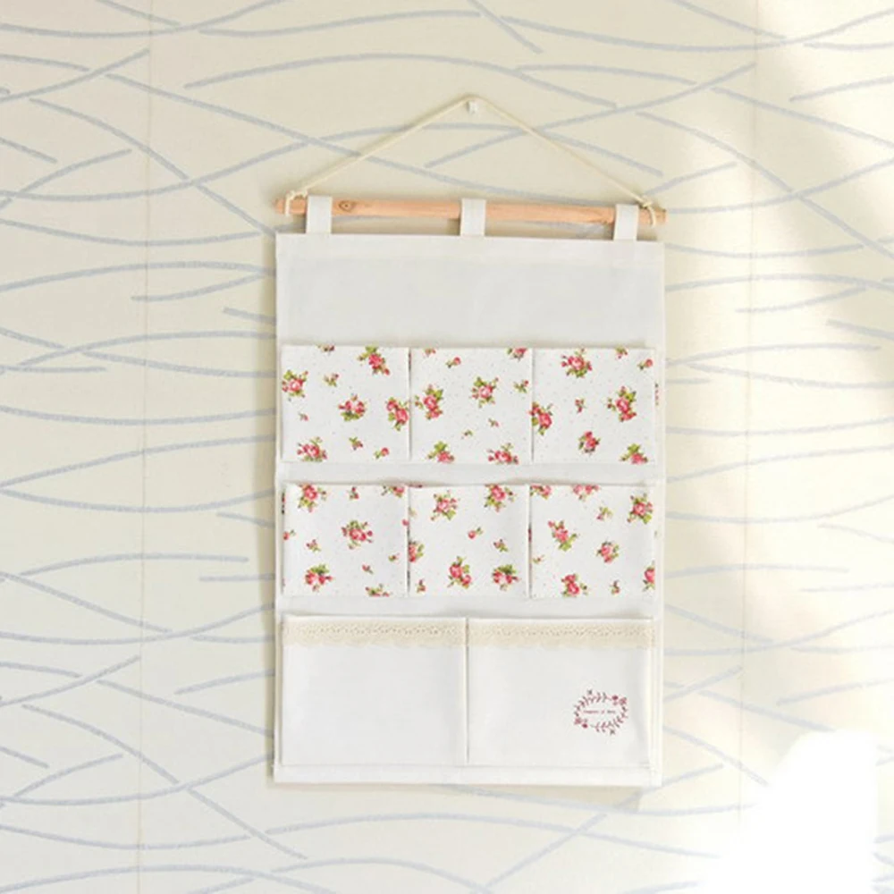 Маленькая Цветочная сумка из хлопка и льна с 8 карманами многофункциональная