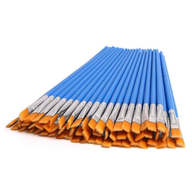 

60 PCS Flat Paint Brushes Set with Nylon Hair Art Painting Oil Watercolor Painting for Kids,Students,Starter,Adults