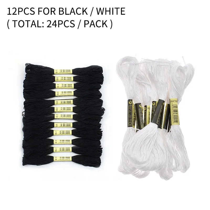 Нитки для вышивания нитки рукоделия крестиком хлопковые шитья цвет белый и