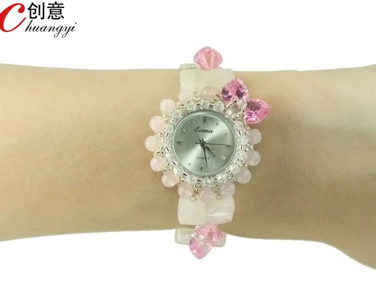 Женские кварцевые часы с нефритовым браслетом фиолетовые | Наручные