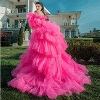 sexy princess prom dress custom made strapless layered puffy tulle see through %e2%80%8bshort front long back floor length party gown