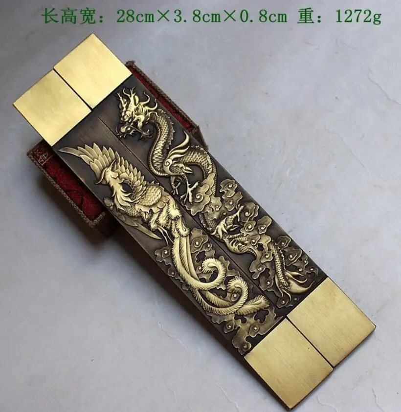 

[MGT] Chinese Rare Collections Great dragon and phoenix statue Copper paper weight