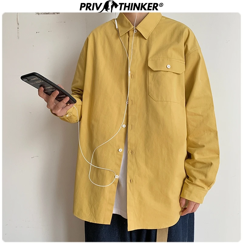 Privathinker повседневные весенние хлопковые цветные рубашки для мужчин 2020 свободные