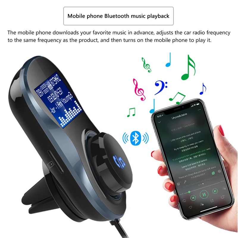 

Car Bluetooth FM Transmitter Car Charger 5V/3.4A Dual USB Port Handsfree FM Modulator Audio Music MP3 Player Multi-function 2021