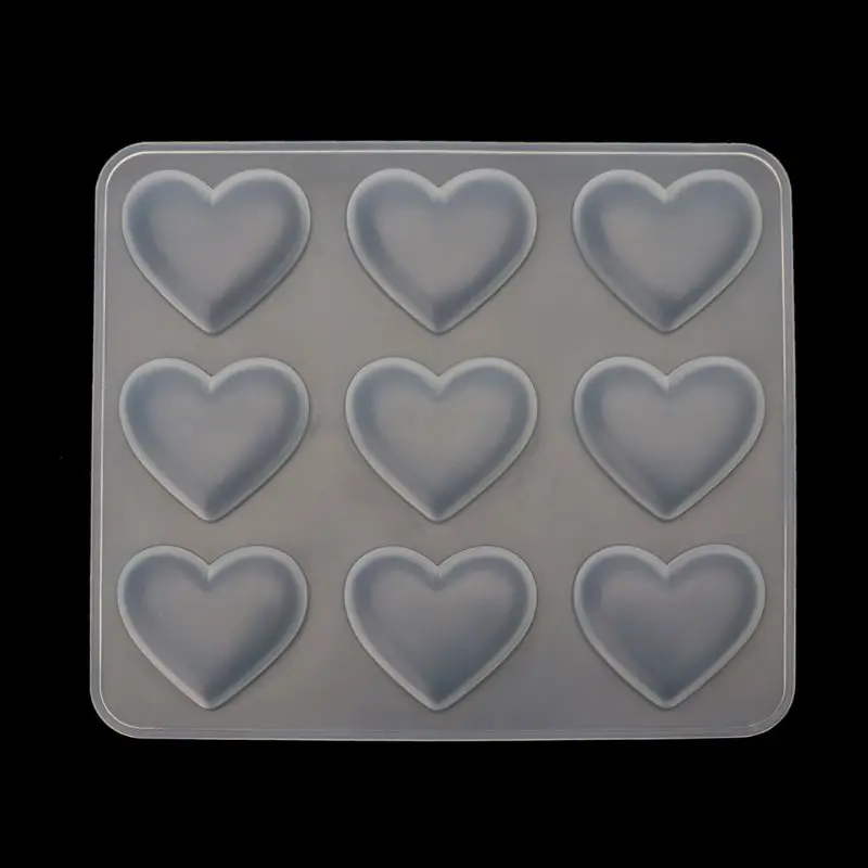 

9 Cup Heart Chocolate Silicone Dessert Mould Baking Cupcake Resin Jewelry Mold K3KC