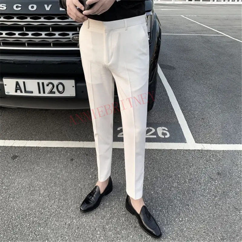 

2020 Men Suit Pants Summer Fashion Oversize White Business Casual Men's Trousers Custom Made Slim Fit Plus Size Korean Men Pants