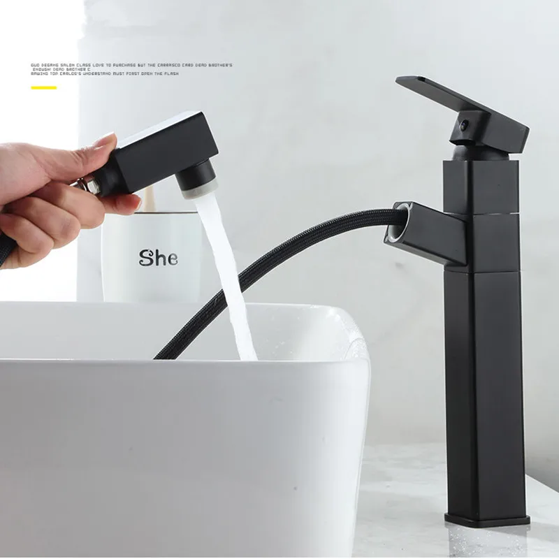 Выдвижной смеситель для раковины в ванной комнате с одной ручкой горячей и