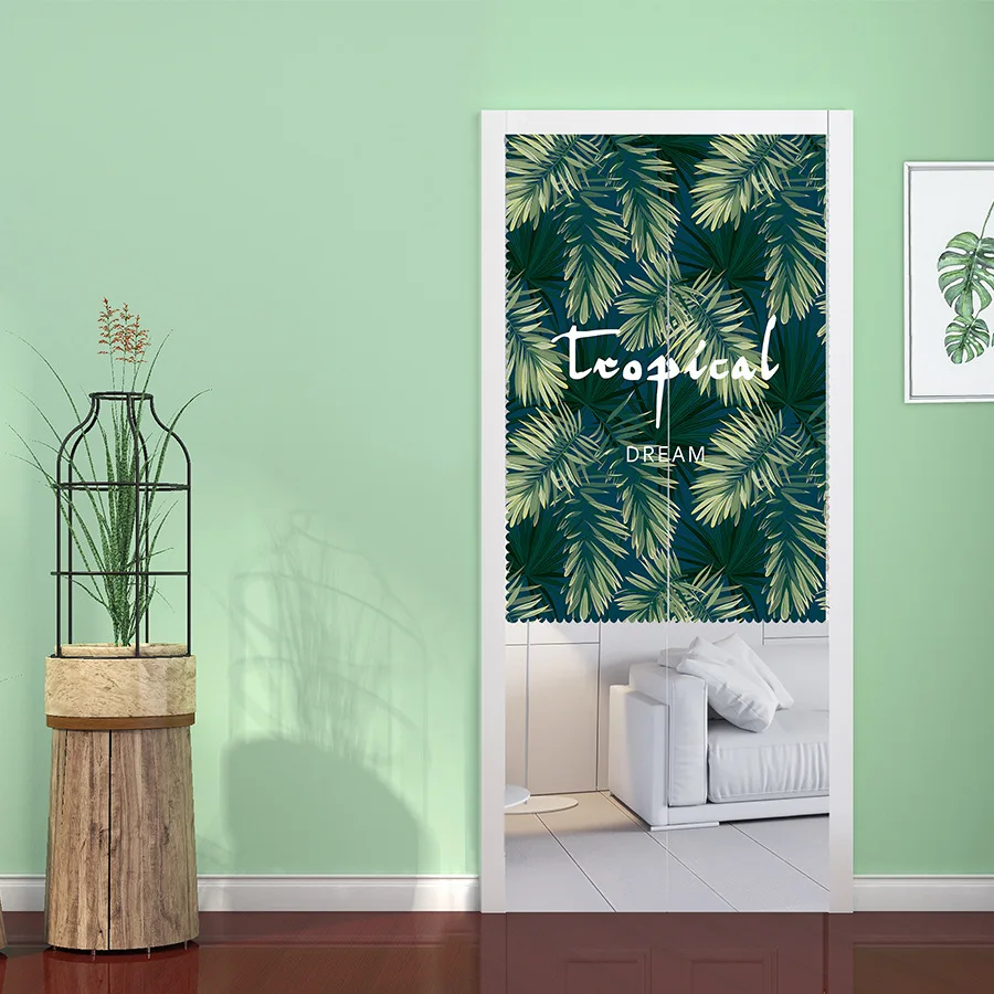 Зеленые Плотные тепловые короткие занавески для кухни с растительным узором и