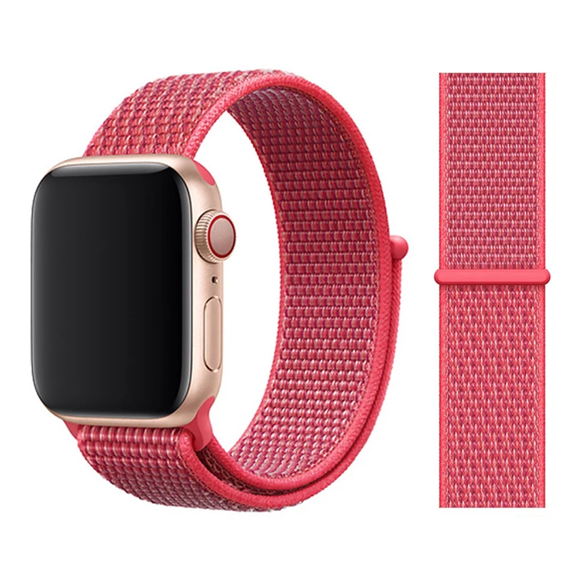 Нейлоновый ремешок для Apple watch 5 ремешок 44 мм 40 мм iWatch ремешок 42 мм 38 мм спортивный ремешок для часов Браслет Apple watch 4 3 2 1 38 40 44 мм - Цвет ремешка: Hibiscus