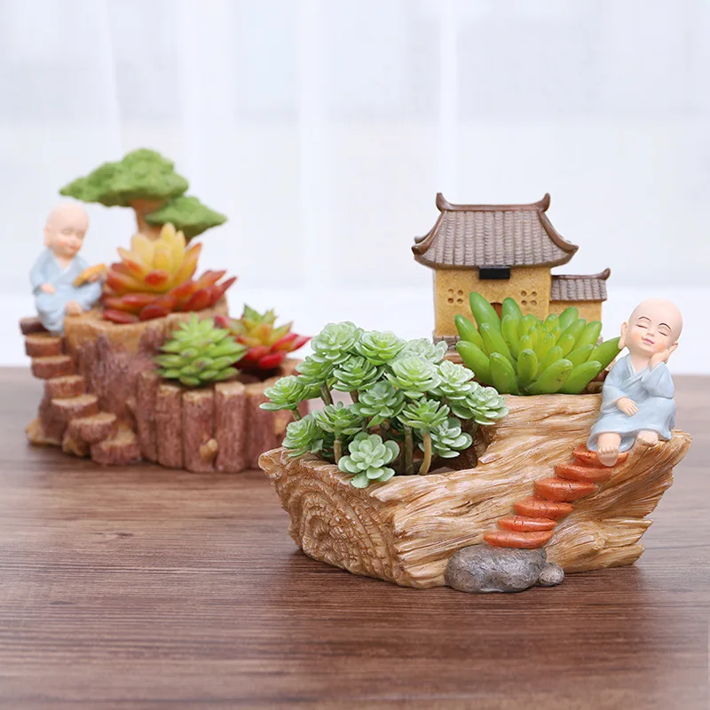 Цветочный горшок для храма сосновые горшки растений монах цветочный буддизм