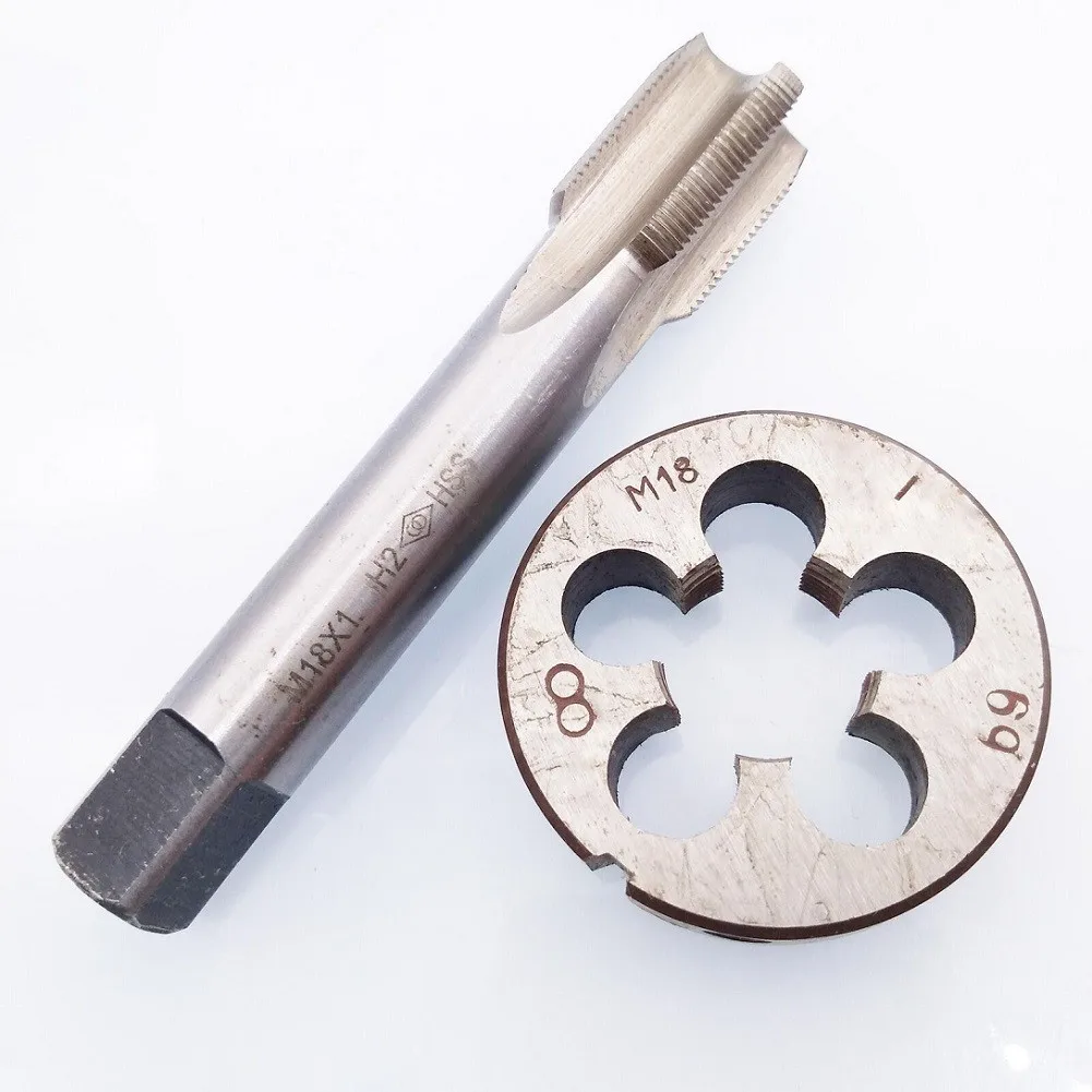 

2pcs M18 X 1mm Machine Tap & Die Metric Screw Right Hand Tap And Die Set High Speed Steel Thread Tap Drill Machine Plug Tap Die