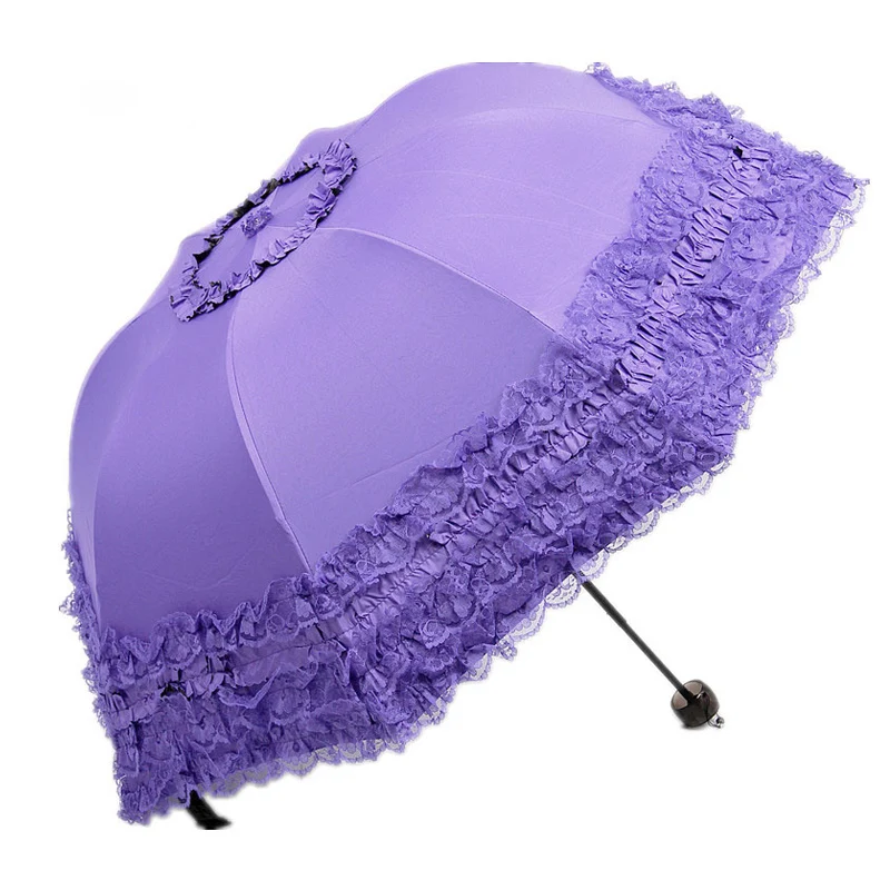 Корея пятислойная кружевная Зонт от дождя и солнца черный складной зонтик УФ