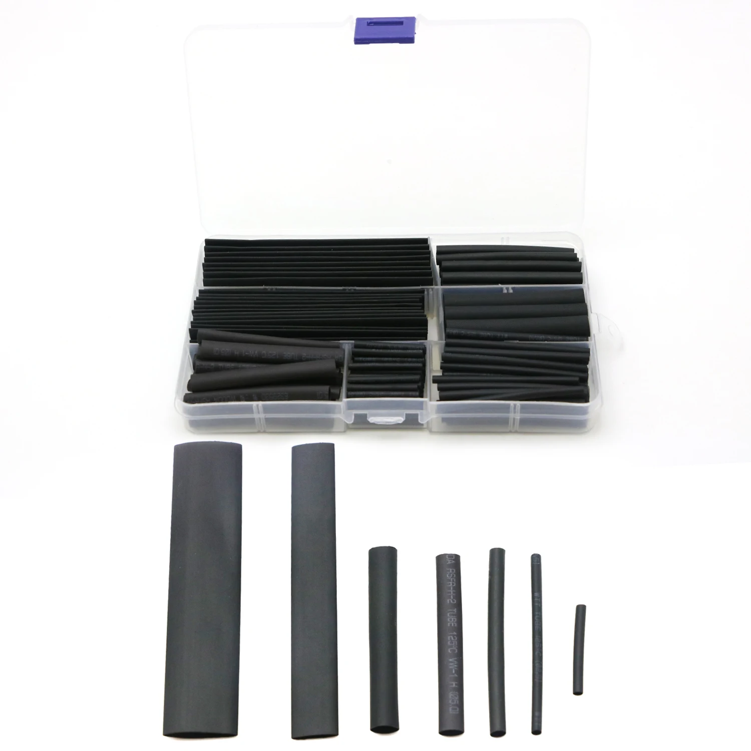127 / 150 170 650Pcs Heat Shrink Tube 2:1 Black Electric Wire Wrap Insulation Cable Tubing Assortment Electrical Connection | Игрушки и