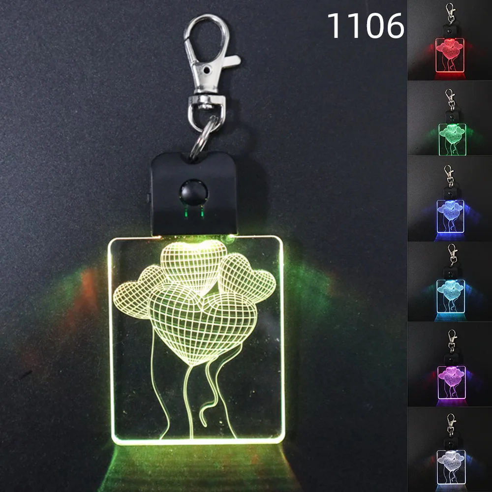 Прямая поставка креативный индивидуальный квадратный светодиодный брелок для