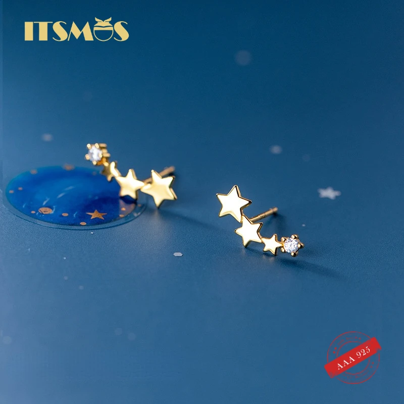 

ITSMOS Star Ear Line s925 Silver Meteor Earrings Simple Zircon Diamond Studs Earrings for Women 14K Gold Wedding Jewelry Gift